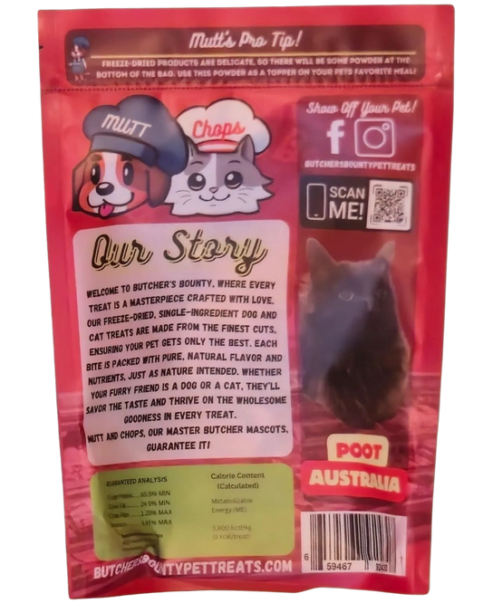 Nutritional info and ingredients – 100% lamb heart, freeze-dried
