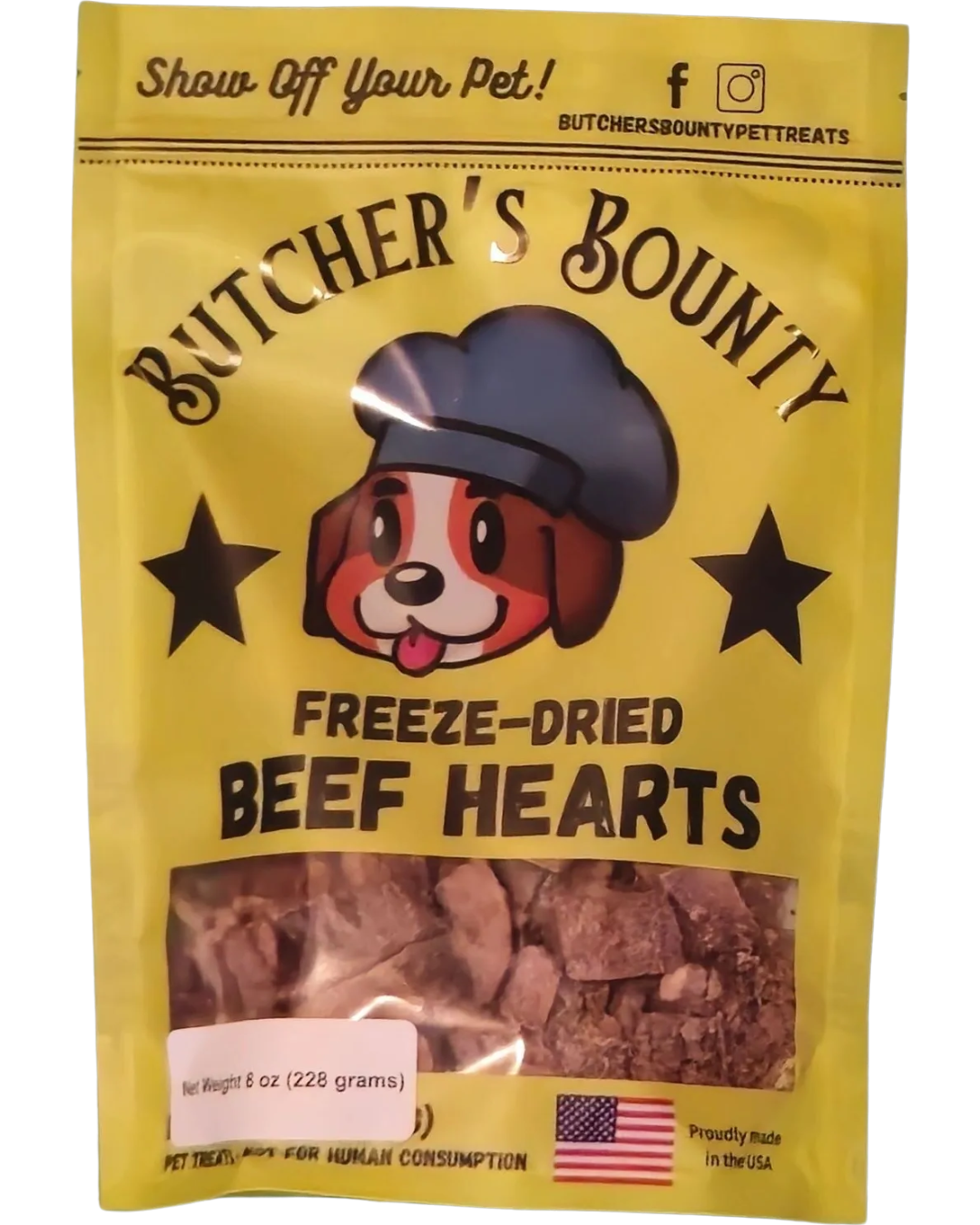 Freeze-dried beef heart treats for dogs and cats – single-ingredient organ meat from Butcher’s Bounty