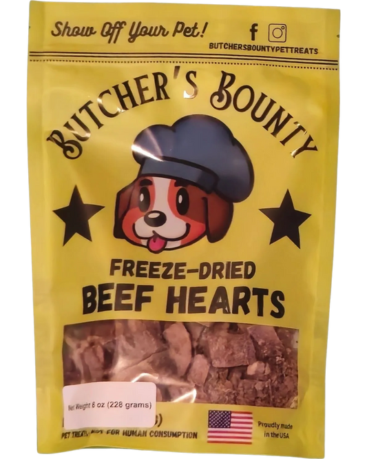 Freeze-dried beef heart treats for dogs and cats – single-ingredient organ meat from Butcher’s Bounty