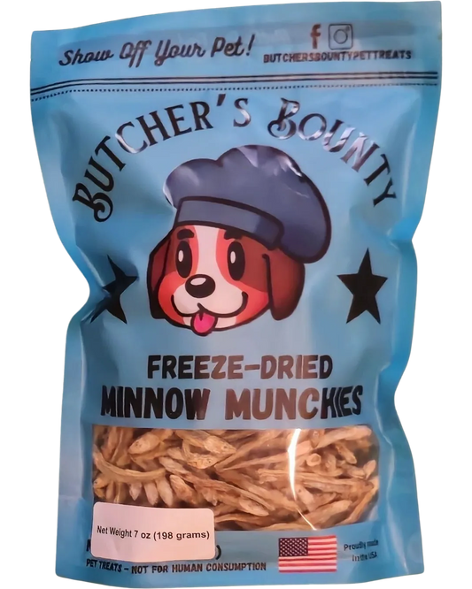 Whole freeze-dried minnows – single-ingredient fish treats for pets from Butcher’s Bounty
