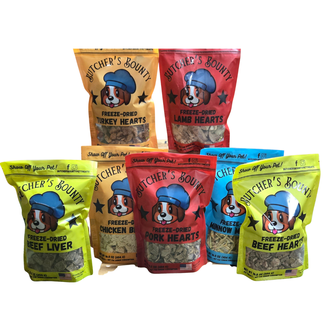 Butcher’s Bounty variety pack – sampler of single-ingredient freeze-dried pet treats